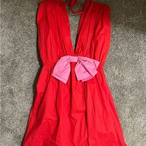 Red Dress with Pink Bow